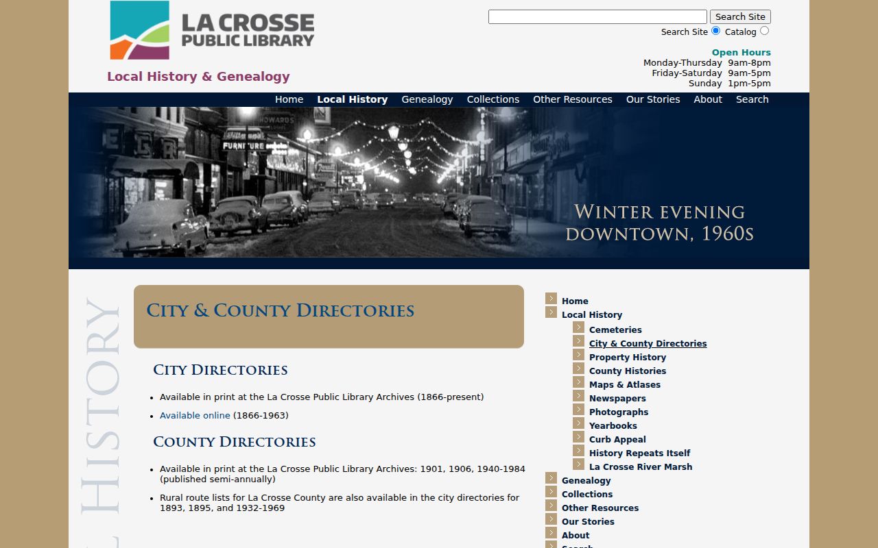 La Crosse Public Library Archives city and county directory holdings