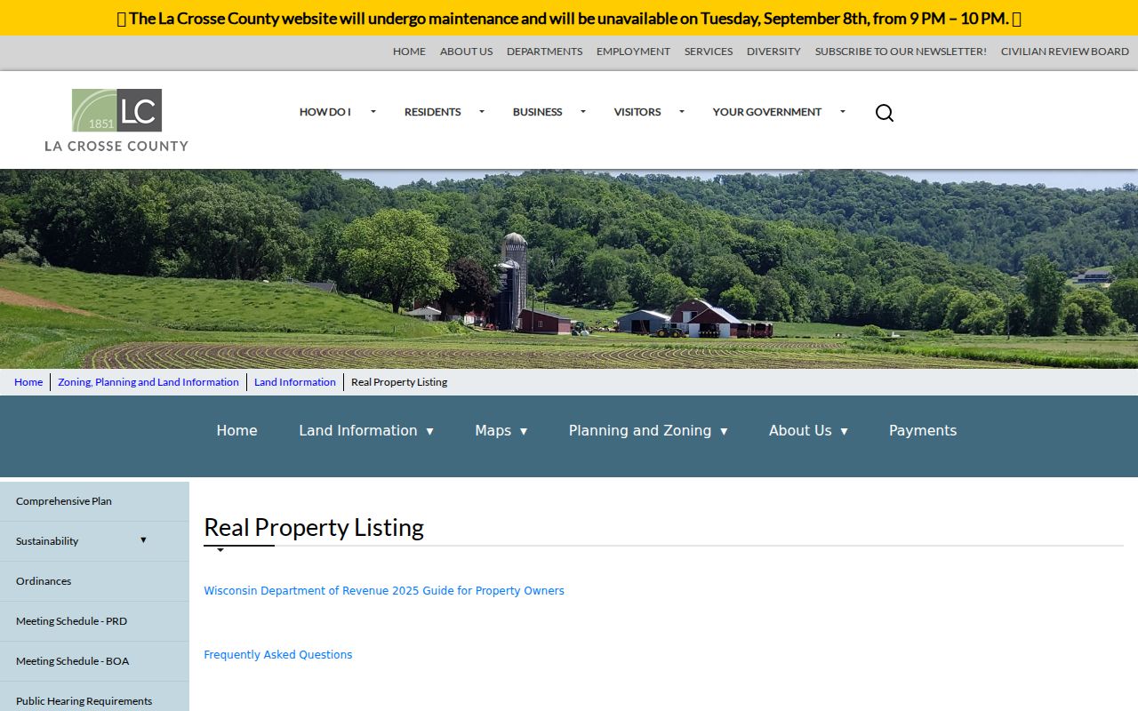 La Crosse residents directory county parcel search page